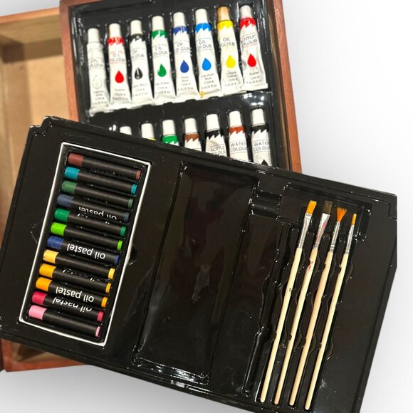 Vigorfun Deluxe Art Kit w Wooden Case and Easel w Strathmore Drawing Pad - Picture 6 of 16